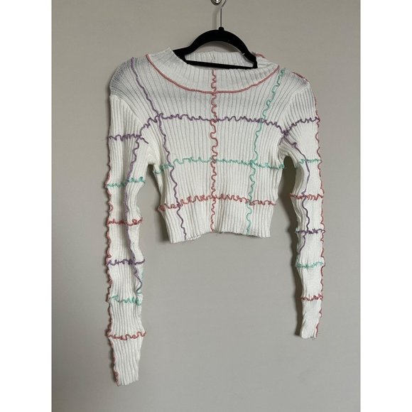 Hot & Delicious 2 Piece Top & Skirt Set Cream w/ Stripe Design - SIze Small - Picture 6 of 15